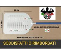 PALA PIZZA 1/2 METRO 50 X40 201CM FORATA LINEA BLU ALLUMINIO PROF TIPO GIMETAL