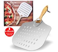 Pala Pizza 30x60 in Alluminio Forato per Forno Manico in Legno Rimovibile Pane