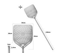 Pala pizza 35x35cm Grigia forata alluminio pizzeria napoletana + manico 150cm