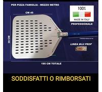 PALA PIZZA FAMIGLIA 39x45 195CM FORATA LINEA BLU ALLUMINIO PROF TIPO GIMETAL