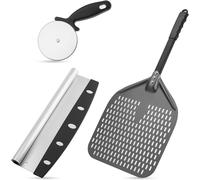 Pala Pizza Forata Alluminio + 2x tagliapizza rotella set kit forno a legna