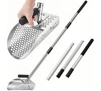 Pala setaccio per sabbia in acciaio inossidabile Pala setaccio per sabbia Manico regolabile in lunghezza Strumento di rilevamento del metallo Pala per setacciatura rapida multifunzione per cortile