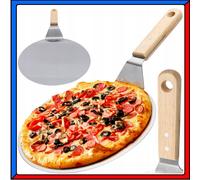 Pala Vassoio Paletta per Pizza in Acciaio con Manico in Legno da Forno Rotonda