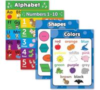 Palace Learning Set di 4 poster con lettere dell'alfabeto ABC + numeri da 1 a 10 + forme + colori, tabelle educative per bambini (laminato, 45,7 x 61 cm)