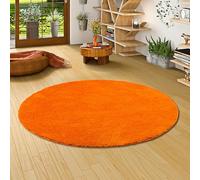 Palace - Tappeto Shaggy a Pelo Alto - Arancione - Rotondo - 4 Dimensioni