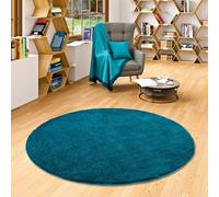 Palace - Tappeto Shaggy a Pelo Alto - Blu Verde - Rotondo - 4 Dimensioni