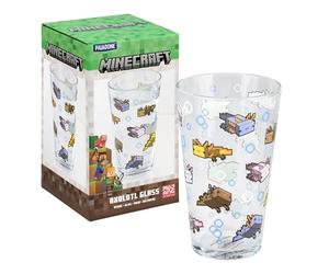 Paladone, Bicchiere con Axolotl di Minecraft da 400 ml, con licenza ufficiale, in vetro, per giocatori, regalo divertente, merchandising del gioco