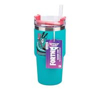 Paladone Fortnite - Borraccia termica blu da 600 ml con cannuccia e bicchiere, con licenza ufficiale, per bevande calde e fredde, tè, caffè