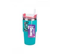 Paladone Fortnite - Borraccia termica blu da 600 ml con cannuccia e bicchiere, con licenza ufficiale, per bevande calde e fredde, tè, caffè