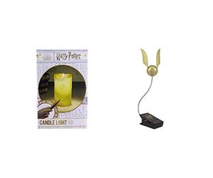 Paladone Hogwarts - Candela con telecomando a bacchetta, licenza ufficiale Harry Potter, colore: nero (PP9563HP) & PP5555HP Golden Snitch Lumi Clip - Comoda luce da lettura a tema Harry Potter