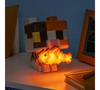Paladone Minecraft Cat GloBuddies Light, 15cm Tap-to-On Lamp with Light-Up Fish, AA Battery Powered, Officially Licensed