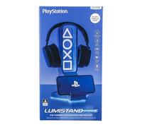 Paladone, Supporto per cuffie 3 in 1 e stazione di ricarica tecnologica PlayStation, con supporto per controller, 2 porte USB-C, pannello luminoso RGB che cambia colore, con licenza ufficiale