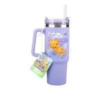 Paladone, Tazza termica viola con cannuccia con Axolotl di Minecraft, 900 ml, con licenza ufficiale, tazza da viaggio con manico, per tè freddo o caffè, prodotto della cultura pop per i fan
