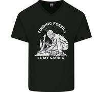 Palaeontology Alla Ricerca Fossils Is My Cardio Uomo Scollo A V Cotone T-Shirt