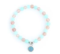 Palais du Rosaire Bracciale della Vergine de Lourdes in pietre Aquamarine e Quarzo Rosa - Negozio Cristiano - Culto Cristiano in Pietre Acquamarine