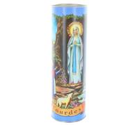 Palais du Rosaire Candela votiva di Lourdes con preghiere multilingue, 21 cm, candela votiva - Culto cristiano in cera vegetale