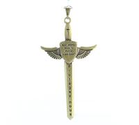 Palais du Rosaire Ciondolo spada di San Michele con immagine di preghiera, 11 x 5,5 cm, immagine religiosa, culto cristiano in alluminio