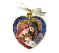 Palais du Rosaire Decorazione natalizia a forma di cuore della santa famiglia, 13 cm, decorazione di Natale, culto cristiano in legno