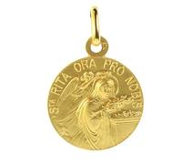 Palais du Rosaire Medaglia di Santa Rita e Croce placcata oro 18 mm - Culto cristiano, Placcato oro