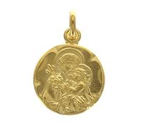 Palais du Rosaire Medaglia e croce placcata oro 18 mm - San Giuseppe con il Divino Bambino - Oro 18 carati - Placcato in oro - Cordoncino - Classico - Unisex