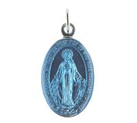 Palais du Rosaire Medaglia in metallo smaltato blu 1 lato vergine miracolosa - Medaglia e croce metallo - Culto cristiano in metallo, Zinco