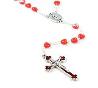 Palais du Rosaire Rosario di Conferma con cuore Spirito Santo e grani in cuori rossi - Rosario vetro - Culto Cristiano in Vetro, 42 cm, Vetro