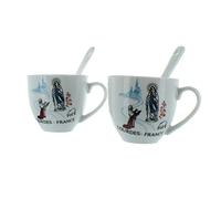 Palais du Rosaire Set di 2 tazze da caffè con l'apparizione - Stoviglie di Lourdes - Culto cristiano in ceramica