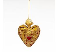 PALAIS ROYAL Pendaglio per Albero di Natale Cuore 14cm Resina Oro e Rosso Decora