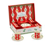 PALAIS ROYAL Tazzina Caffè Natalizia con Piattino Set 6 Pezzi 100ml Porcellana