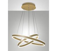 PALAU LAMPADARIO A SOSPENSIONE ORO OPACO 2 RINGS A LED 3000K - 108W - 11780 lm DIMMERABILE