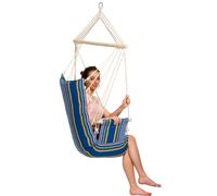 AMAZONAS Poltrona sospesa Palau Ocean imbottita con braccioli, asta trasversale in legno, 98 cm fino a 120 kg, blu a righe