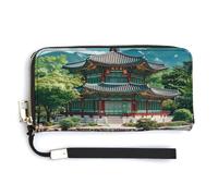 Palazzo coreano dell'architettura delle Coree Portafoglio in pelle moda borsa lunga con cinturino da polso per uomo donna, Stile:, 20.0*10.5cm