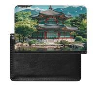 Palazzo coreano di architettura delle Coree Porta Passaporto per Uomini Donne PU Custodia Passaporto In Pelle Portafoglio Da Viaggio