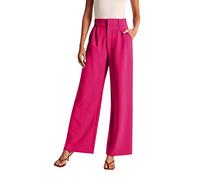 Palazzo Flowy Culottes - Pantaloni da donna con fessura, eleganti, corti, in lino, tinta unita, comodi, leggeri, in cotone, a gamba larga, rosa intenso, 3XL