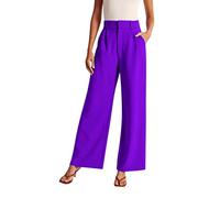 Palazzo Flowy Culottes - Pantaloni da donna con fessura, eleganti, corti, in lino, tinta unita, comodi, leggeri, in cotone, a gamba larga, Lilla, 4XL