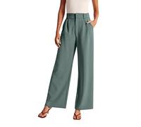 Palazzo Flowy Culottes - Pantaloni da donna con fessura, eleganti, corti, in lino, tinta unita, comodi, leggeri, in cotone, a gamba larga, Blu, S