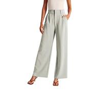 Palazzo Flowy Culottes - Pantaloni da donna con fessura, eleganti, corti, in lino, tinta unita, comodi, leggeri, in cotone, a gamba larga, Verde menta, 5XL