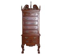 PALAZZO INT Cassettiera inglese Tallboy - Mogano massiccio in stile coloniale con 9 cassetti e sculture artistiche, 175 cm di altezza x 64 cm di larghezza x 32 cm, pezzo unico fatto a mano