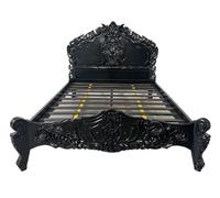 PALAZZO INT Letto mistico Castello Bran - Letto matrimoniale in mogano massello con bassorilievo e sculture elaborate, 225 × 185 × 155 cm, con doghe in legno, per materasso 160 × 200 cm
