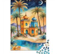 Palazzo Orientale Puzzle 1000 Pezzi Carta Gioco di Puzzle 1000 Pezzi Notte nel Deserto Relax Concentrazione Casa Regalo 70x50cm/1000pcs