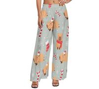 Palazzo - Pantaloni da donna - Capybaras - Pantaloni larghi e comodi per il giorno di Natale, Stile-40, S