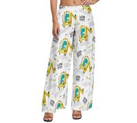 Palazzo - Pantaloni da donna comodi pantaloni larghi a gamba larga da donna a forma di dinosauro in escavatore pantaloni casual per il riposo, stile-11, L