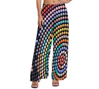 Palazzo - Pantaloni da donna comodi pantaloni larghi a gamba larga da donna con motivo a pois colorati pantaloni casual per il riposo, Style-33, XXL