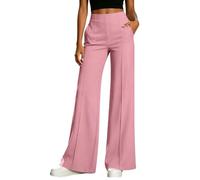 Palazzo - Pantaloni da donna in tessuto elasticizzato, morbidi, comodi, per il tempo libero, con tasche, Colore: rosa., M