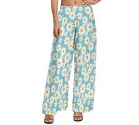 Palazzo - Pantaloni larghi da donna con margherita floreale, Stile 14, XXL
