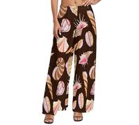 Palazzo - Pantaloni larghi da donna con stampa conchiglie conche n. 9030 - Pantaloni larghi comodi e casual da donna, Stile-38, L