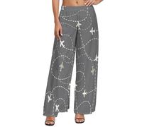 Palazzo - Pantaloni larghi da donna - Strade aeree intorno al mondo - Pantaloni larghi comodi e casual da donna, Stile-38, M