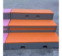Palco for coro mobile e pieghevole a tre livelli for la scuola, gradini mobili ribaltabili, palco for coro in plastica PE for spettacoli nei bar della scuola materna(Orange)