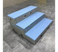 Palco for coro mobile e pieghevole a tre livelli for la scuola, gradini mobili ribaltabili, palco for coro in plastica PE for spettacoli nei bar della scuola materna(Lake Blue)