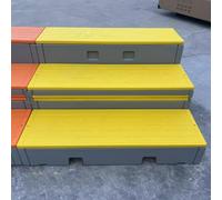 Palco for coro mobile e pieghevole a tre livelli for la scuola, gradini mobili ribaltabili, palco for coro in plastica PE for spettacoli nei bar della scuola materna(Yellow)